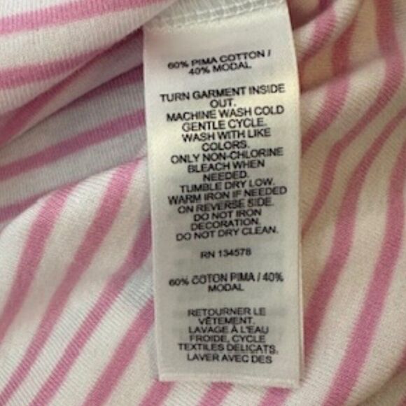 Vineyard Vines Women's V-Neck Short Sleeve Pink/White Striped Top Size… - Picture 4 of 5